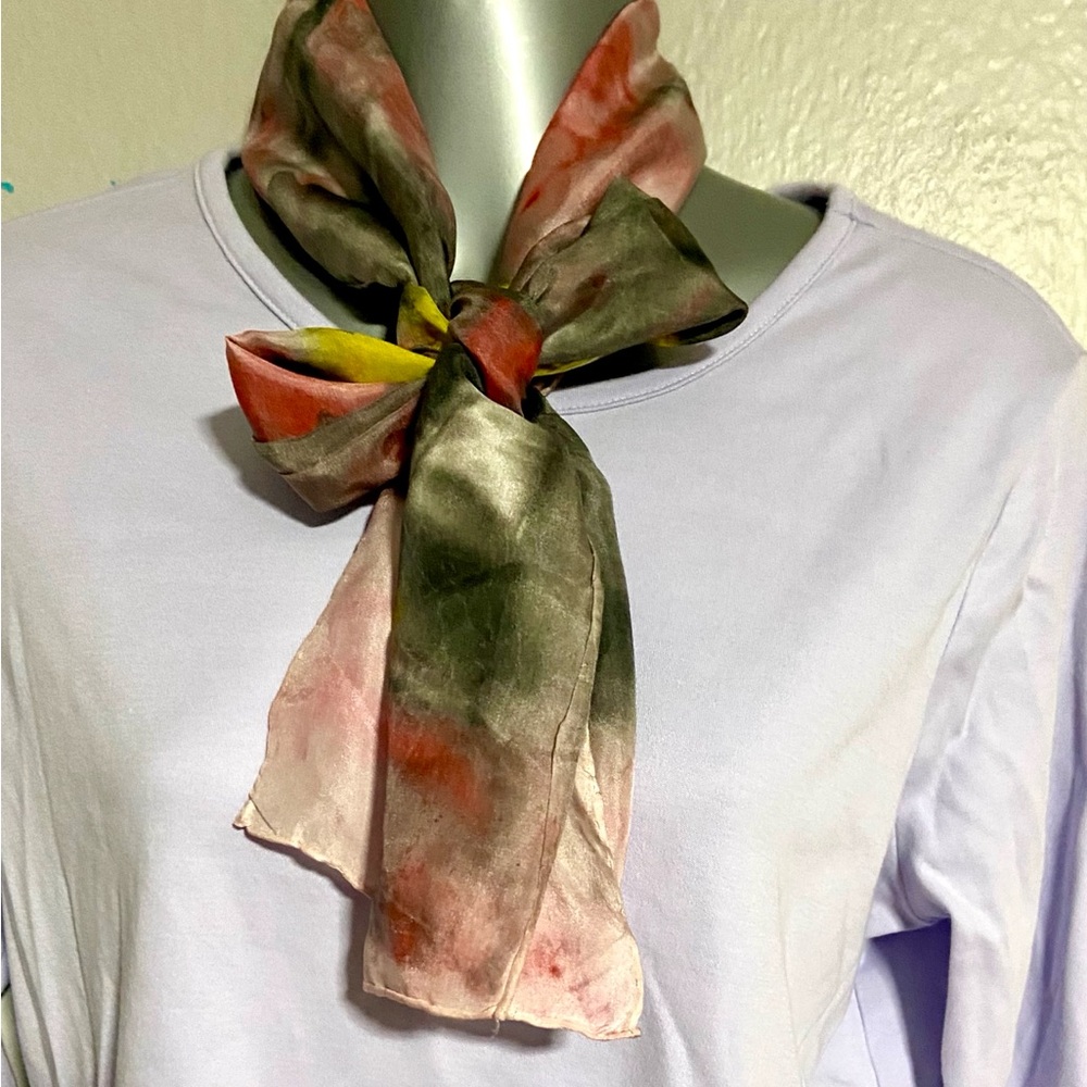 Beautiful Artistic Watercolor dyed 100% Silk Scarf